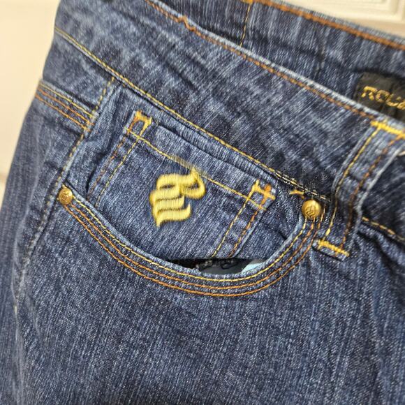 Rocawear Cropped Jeans Women’s 14 Dark Wash Stretch Denim - Picture 11 of 14